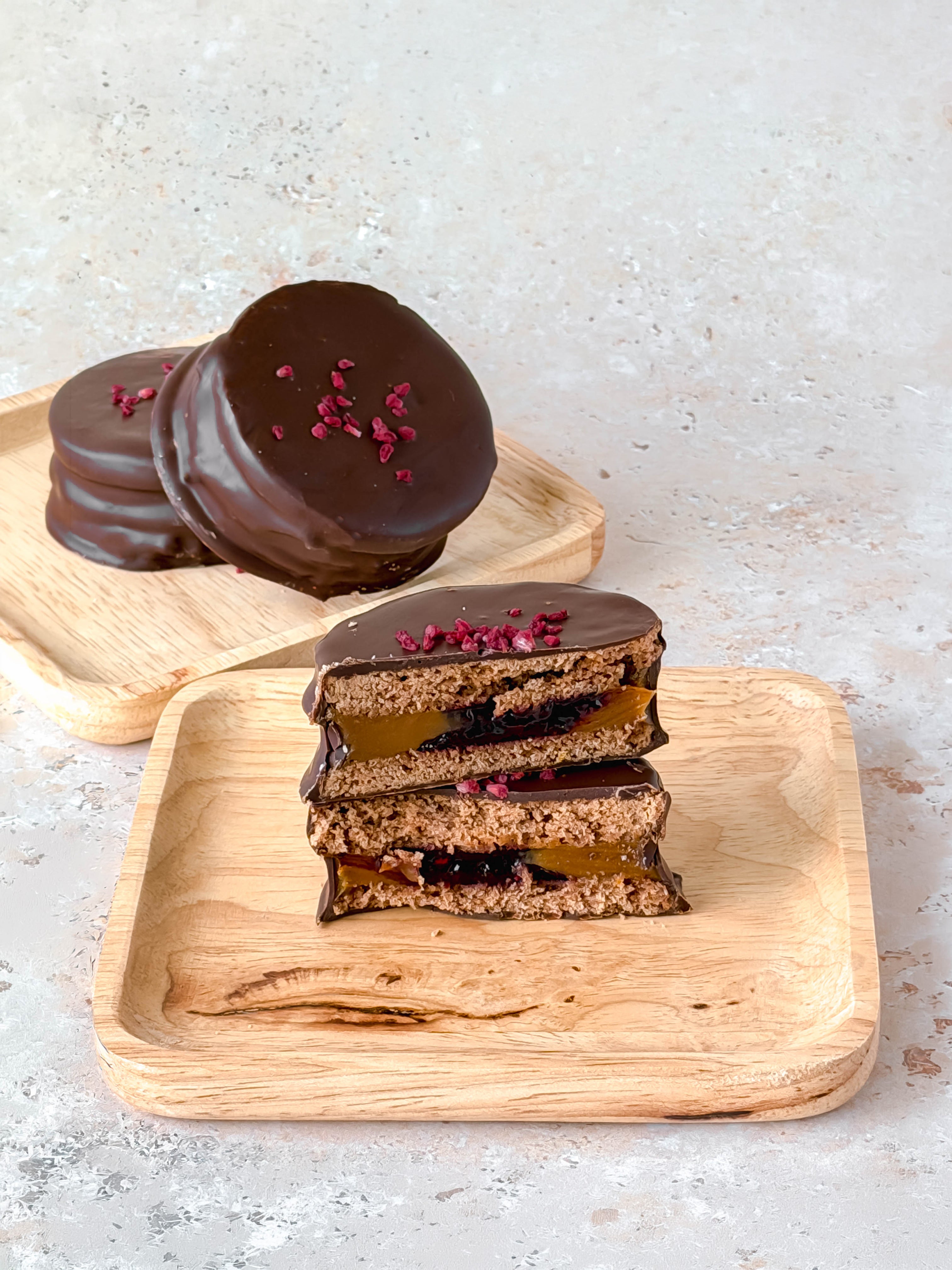 Dark Chocolate and Berry Alfajor (Available in the Fall)